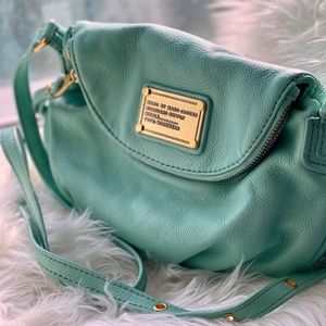 Mint Green Marc by Marc Jacobs Crossbody Purse with Gold Hardware.